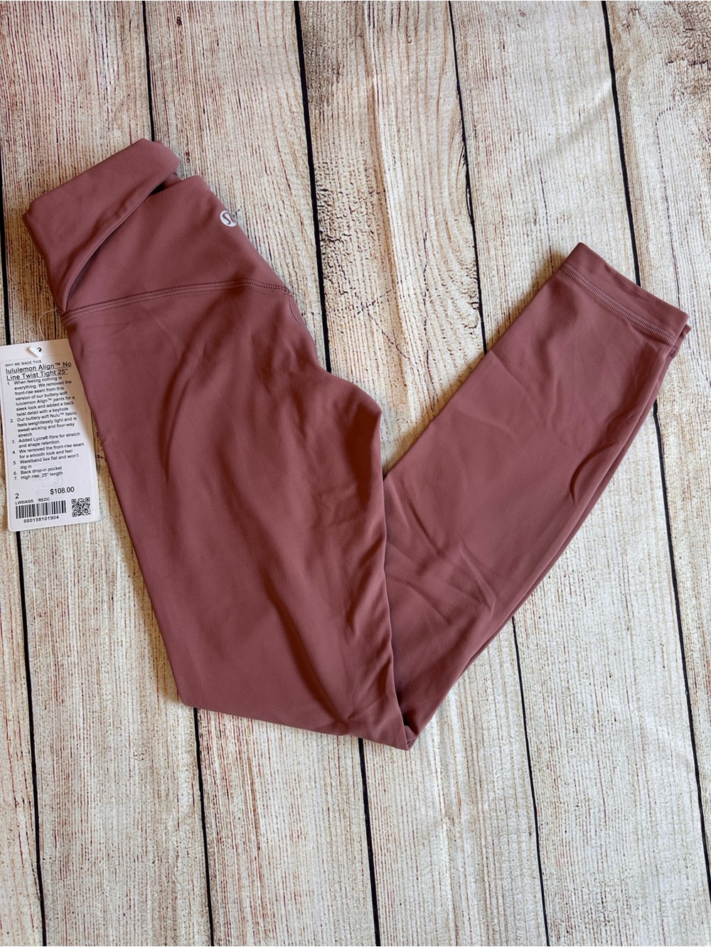 NWT Lululemon Align No Line Twist Tight 25” Red Merlot Size 2